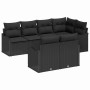 Conjunto de sofá de jardín con cojín 7 pcs Negro Poliratán