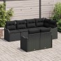 Conjunto de sofá de jardín con cojín 7 pcs Negro Poliratán