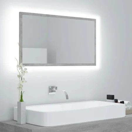 Concrete gray acrylic bathroom mirror 80x8.5x37 cm by vidaXL, bathroom vanities - Ref: Foro24-804928, Price: 56,41 €, Discoun...
