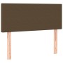 Cama box spring con colchón tela marrón oscuro 90x200 cm