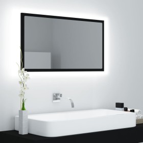Espejo baño LED negro acrílico 80x8,5x37 cm