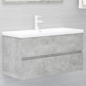 Armario para lavabo contrachapada gris hormigón 90x38,5x45 cm