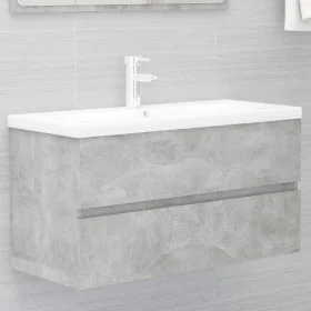 Betongrauer Sperrholz-Waschbeckenschrank 90 x 38,5 x 45 cm von vidaXL, Badezimmermöbel - Ref: Foro24-804759, Preis: 45,38 €, ...