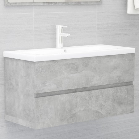 Betongrauer Sperrholz-Waschbeckenschrank 90 x 38,5 x 45 cm von vidaXL, Badezimmermöbel - Ref: Foro24-804759, Preis: 45,67 €, ...