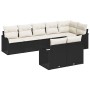 Conjunto de sofá de jardín con cojín 8 pcs Negro Poliratán