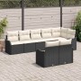 Conjunto de sofá de jardín con cojín 8 pcs Negro Poliratán