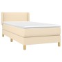 Cama box spring con colchón tela color crema 100x200 cm