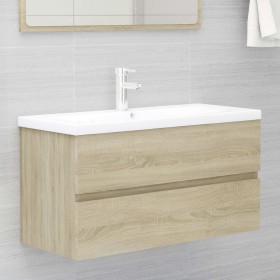 Armario lavabo madera contrachapada roble Sonoma 90x38,5x45 cm