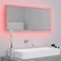 Espejo de baño LED acrílico gris hormigón 100x8,5x37 cm de vidaXL, Tocadores de baño - Ref: Foro24-804944, Precio: 54,89 €, D...
