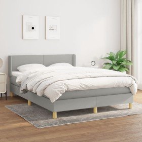 Cama box spring con colchón tela gris claro 140x200 cm Cama box spring con colchón tela gris claro 140x200 cm