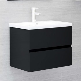 Armario para lavabo madera contrachapada negro 60x38,5x45 cm