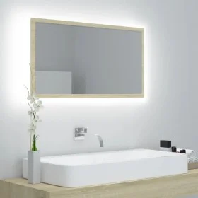 Badezimmerspiegel aus Sonoma-Eiche-Acryl, 80 x 8,5 x 37 cm von vidaXL, Badezimmerwaschtische - Ref: Foro24-804927, Preis: 43,...