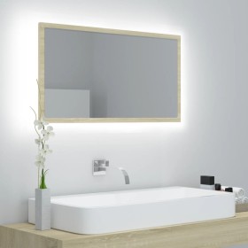 Sonoma oak acrylic bathroom mirror 80x8.5x37 cm by vidaXL, bathroom vanities - Ref: Foro24-804927, Price: 43,89 €, Discount: %