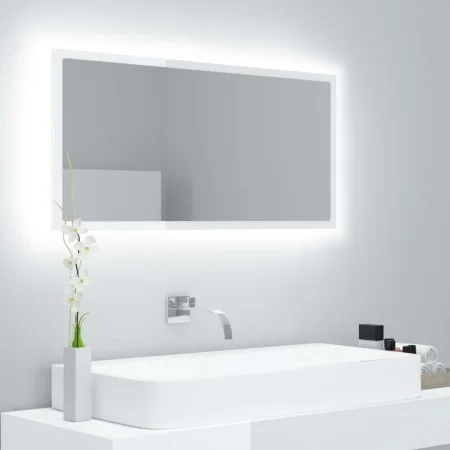 Glänzend weißer Acryl-LED-Badezimmerspiegel 90 x 8,5 x 37 cm von vidaXL, Badezimmerwaschtische - Ref: Foro24-804937, Preis: 5...