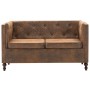 Sofá Chesterfield de 2 plazas tapizado tela aspecto ante marrón von , Sofas - Ref: Foro24-247156, Preis: 354,20 €, Rabatt: %