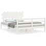 Double bed frame with white solid wood headboard by vidaXL, Beds and slatted bases - Ref: Foro24-3195292, Price: 138,17 €, Di...