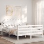 Doppelbettgestell mit weißem Massivholz-Kopfteil von vidaXL, Betten und Lattenroste - Ref: Foro24-3195292, Preis: 138,17 €, R...