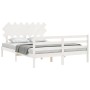 Double bed frame with white solid wood headboard by vidaXL, Beds and slatted bases - Ref: Foro24-3195292, Price: 138,17 €, Di...
