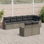 Conjunto de sofá de jardín con cojín 8 pcs Gris Poliratán