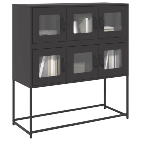 Aparador de acero laminado en frío negro 100,5x39x107 cm by , Sideboards - Ref: Foro24-853422, Price: 131,58 €, Discount: %