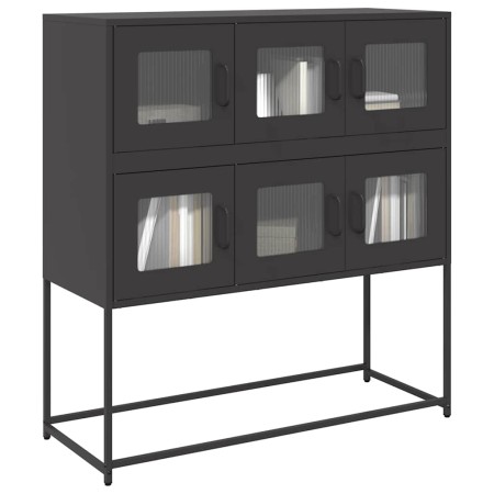 Aparador de acero laminado en frío negro 100,5x39x107 cm by , Sideboards - Ref: Foro24-853422, Price: 131,58 €, Discount: %