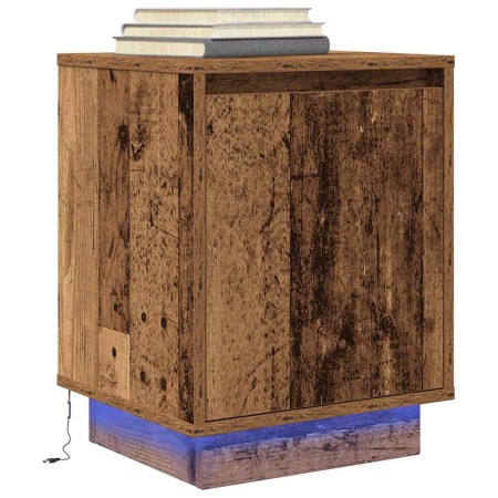 Mesilla de noche con luces LED madera vieja 38x34x50 cm de , Mesitas de noche - Ref: Foro24-861279, Precio: 45,24 €, Descuent...