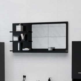 Espejo de baño madera contrachapada negro 90x10,5x45 cm