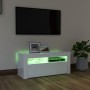 Mueble de TV con luces LED blanco brillante 90x35x40 cm de vidaXL, Muebles TV - Ref: Foro24-804325, Precio: 62,75 €, Descuent...