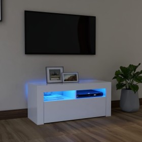 Mueble de TV con luces LED blanco 90x35x40 cm