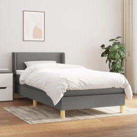 Cama box spring con colchón tela gris oscuro 100x200 cm en Camas y somieres | Comprar online en Foro24