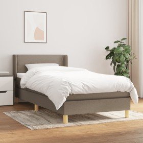 Cama box spring con colchón tela gris taupe 100x200 cm en Camas y somieres | Comprar online en Foro24