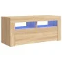 Mueble de TV con luces LED roble Sonoma 90x35x40 cm de vidaXL, Muebles TV - Ref: Foro24-804322, Precio: 62,50 €, Descuento: %