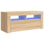 TV-Schrank mit LED-Leuchten Sonoma-Eiche 90x35x40 cm von vidaXL, TV-Möbel - Ref: Foro24-804322, Preis: 63,62 €, Rabatt: %