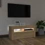 TV cabinet with LED lights Sonoma oak 90x35x40 cm by vidaXL, TV Furniture - Ref: Foro24-804322, Price: 62,50 €, Discount: %