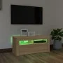 TV cabinet with LED lights Sonoma oak 90x35x40 cm by vidaXL, TV Furniture - Ref: Foro24-804322, Price: 62,50 €, Discount: %