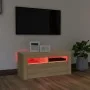 Mueble de TV con luces LED roble Sonoma 90x35x40 cm de vidaXL, Muebles TV - Ref: Foro24-804322, Precio: 62,50 €, Descuento: %