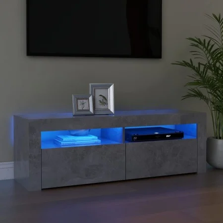 TV stand with LED lights in concrete gray, 120x35x40 cm by vidaXL, TV Furniture - Ref: Foro24-804314, Price: 75,60 €, Discoun...