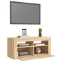 Mueble de TV con luces LED roble Sonoma 90x35x40 cm de vidaXL, Muebles TV - Ref: Foro24-804322, Precio: 62,50 €, Descuento: %