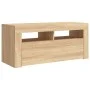 Mueble de TV con luces LED roble Sonoma 90x35x40 cm de vidaXL, Muebles TV - Ref: Foro24-804322, Precio: 62,50 €, Descuento: %