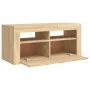 Mueble de TV con luces LED roble Sonoma 90x35x40 cm de vidaXL, Muebles TV - Ref: Foro24-804322, Precio: 62,50 €, Descuento: %