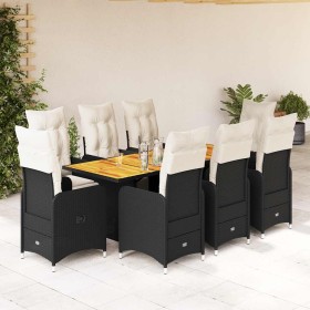 Set de mesa y sillas de jardín 9 pzas y cojines ratán PE negro von , Gartensets - Ref: Foro24-3277134, Preis: 1,00 €, Rabatt: %
