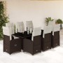 Set de mesa y sillas jardín 9 piezas y cojines ratán PE marrón von , Gartensets - Ref: Foro24-3277073, Preis: 1,00 €, Rabatt: %