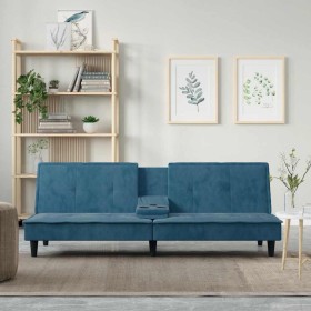 Sofá cama con portavasos terciopelo azul de , Sofás - Ref: Foro24-351919, Precio: 267,64 €, Descuento: %