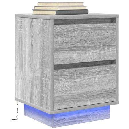 Mesilla de noche con luces LED Sonoma gris 38x34x50 cm de , Mesitas de noche - Ref: Foro24-861293, Precio: 56,16 €, Descuento: %