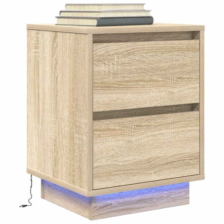 Mesilla de noche con luces LED roble Sonoma 38x34x50 cm von , Nachttische - Ref: Foro24-861287, Preis: 55,85 €, Rabatt: %
