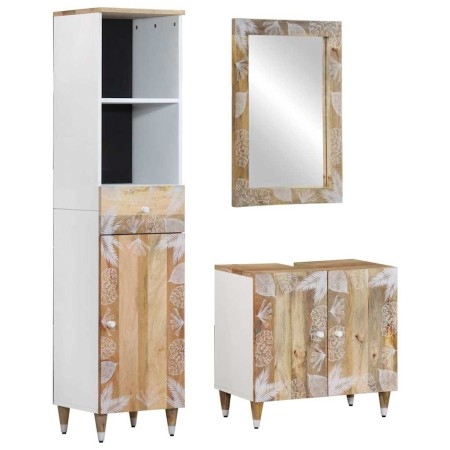 Conjunto de muebles de baño 3 piezas madera maciza de mango de , Muebles de baño - Ref: Foro24-3310136, Precio: 263,25 €, Des...