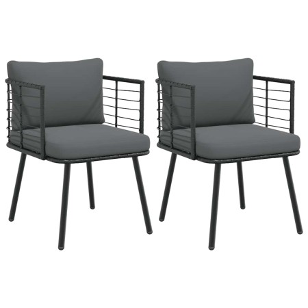 Sillones de jardín con cojines 2 uds ratán sintético negro de , Sillas de jardín - Ref: Foro24-3328656, Precio: 220,96 €