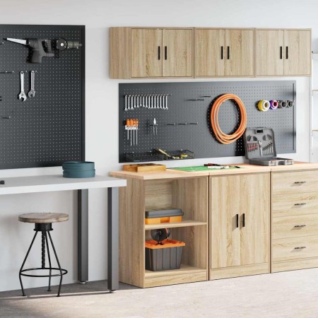 Armarios 2 uds para garaje madera de ingeniería roble sonoma
