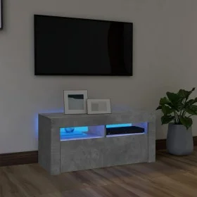 Mueble de TV con luces LED gris hormigón 90x35x40 cm de vidaXL, Muebles TV - Ref: Foro24-804323, Precio: 56,00 €, Descuento: %