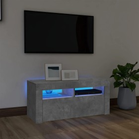 Mueble de TV con luces LED gris hormigón 90x35x40 cm